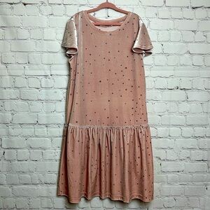 GAP Kids Blush Velour Dress with Silver Shiny Stars